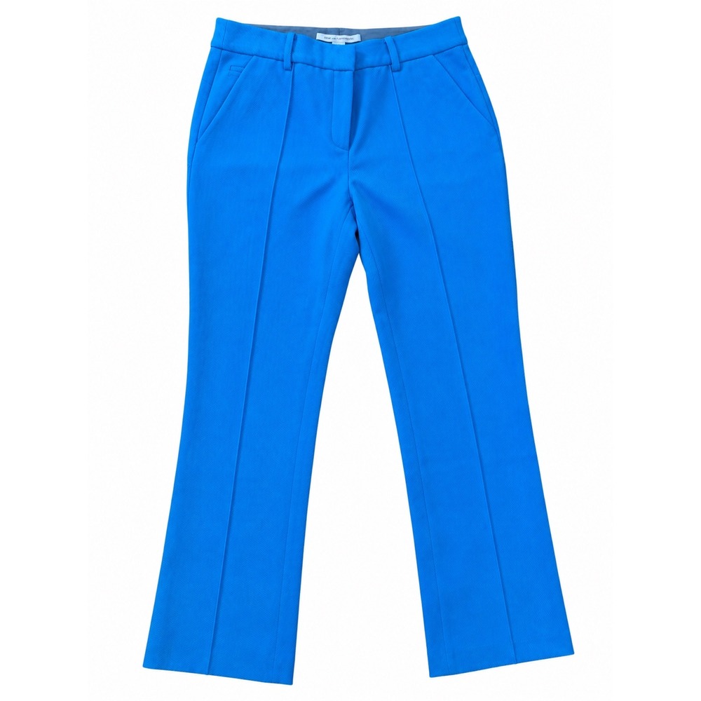 Diane von Furstenberg DVF Blue Pintuck Straight Leg Trousers Work Pants 12